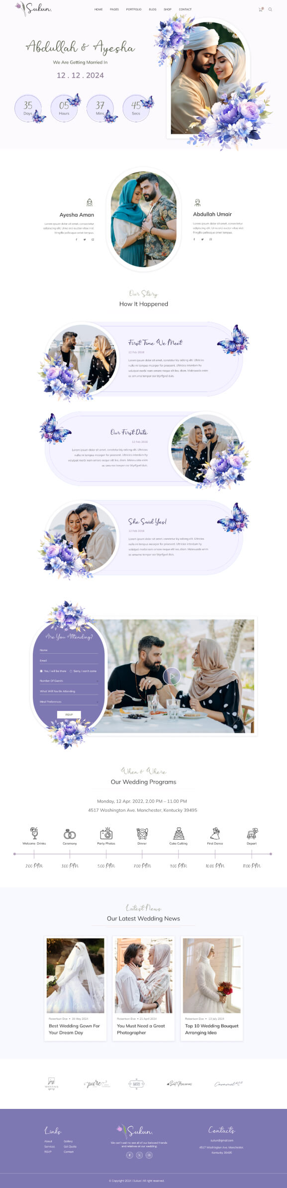 ตัวอย่างเว็บไซต์งานแต่งงาน แบบพรีเมียมเทมเพลต